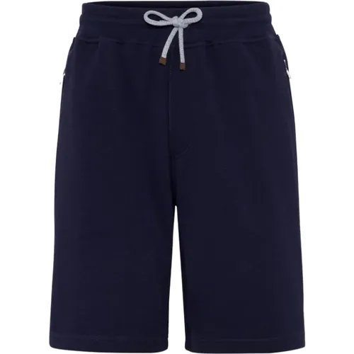 Cobalt Jersey Track Shorts , male, Sizes: XL, L, 2XL - BRUNELLO CUCINELLI - Modalova
