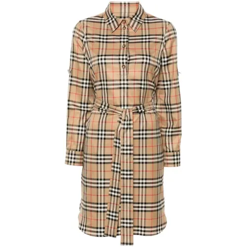 Kleid mit Vintage Check Muster aus Baumwolle , Damen, Größe: 3XS - Burberry - Modalova