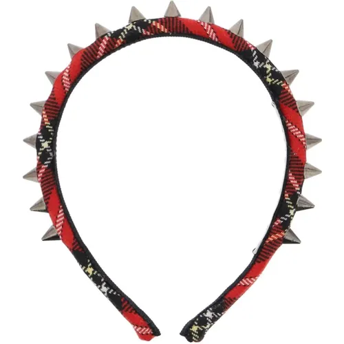 Tartan Spike Headband , female, Sizes: ONE SIZE - Alessandra Rich - Modalova