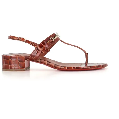 Leather Crocodile Print Sandals , female, Sizes: 3 UK, 7 UK, 5 UK, 6 UK - Christian Louboutin - Modalova