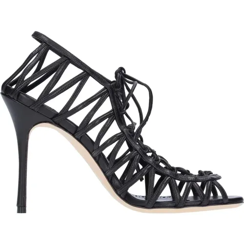 Leather Lace-Up Sandals , female, Sizes: 3 1/2 UK, 3 UK, 4 UK, 7 UK, 5 UK - Manolo Blahnik - Modalova