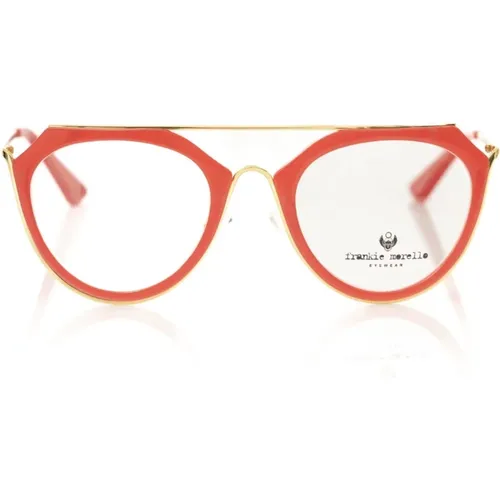 Aviator Brille mit roten Acetatrahmen , unisex, Größe: ONE Size - Frankie Morello - Modalova