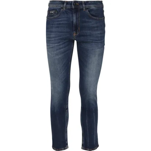 Blaue Denim Jeans Reißverschluss Knopfverschluss , Herren, Größe: W31 - Versace Jeans Couture - Modalova