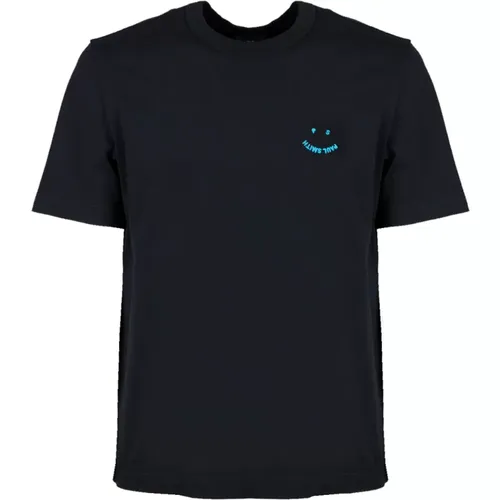 Organische Baumwoll Happy T-Shirt mit Ikonischem Lächeln Logo , Herren, Größe: L - PS By Paul Smith - Modalova
