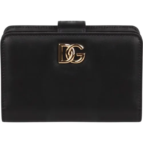 Smooth Calfskin Wallet with Golden Zip , female, Sizes: ONE SIZE - Dolce & Gabbana - Modalova