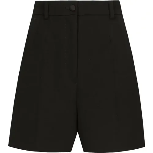 High-Waist schwarze Wollmischung Shorts - Dolce & Gabbana - Modalova