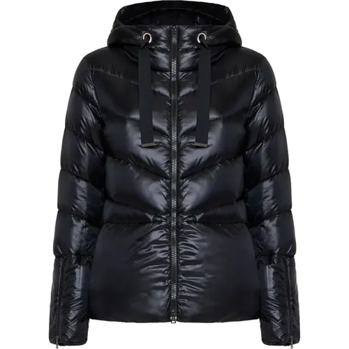 Schwarze Gepolsterte V-Quilted Daunenjacke , Damen, Größe: L - Herno - Modalova