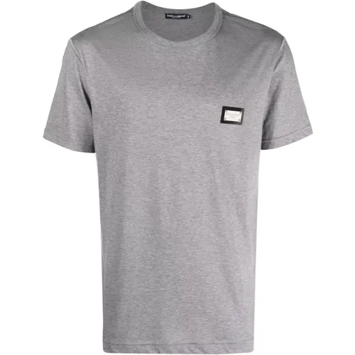 Logo Baumwoll T-Shirt mit Weicher Passform , Herren, Größe: S - Dolce & Gabbana - Modalova