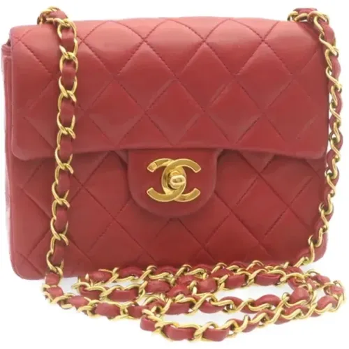 Rote Leder Chanel Flap Tasche - Chanel Vintage - Modalova
