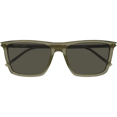 Square Acetate Sunglasses in Olive , unisex, Sizes: 56 MM - Saint Laurent - Modalova