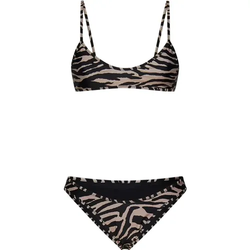 Zebra Print Bikini Bralette Swimwear , female, Sizes: L, M - The Attico - Modalova