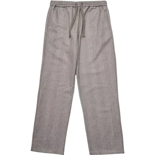 Hellgraue Herringbone Hose , Herren, Größe: M - Les Deux - Modalova