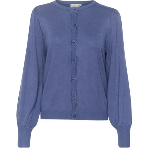 Indigo Cardigan with Puff Sleeves , female, Sizes: S, XS, M, XL, 2XL, L - Kaffe - Modalova