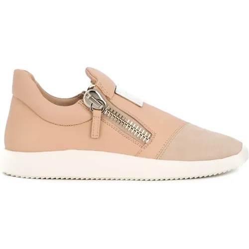 Pale Suede Logo Plaque Sneakers , female, Sizes: 3 UK - giuseppe zanotti - Modalova