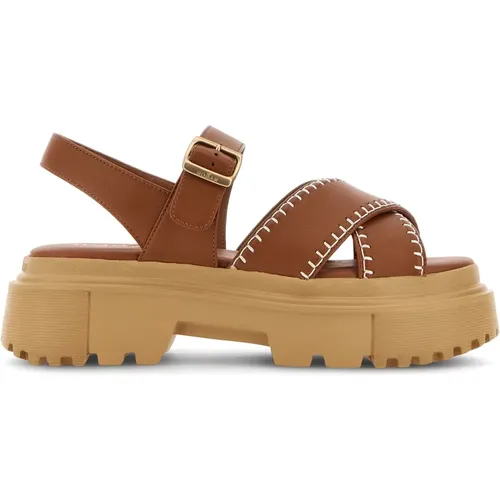 Leather Crossed Strap Sandals , female, Sizes: 5 UK, 7 UK, 3 UK, 4 UK - Hogan - Modalova