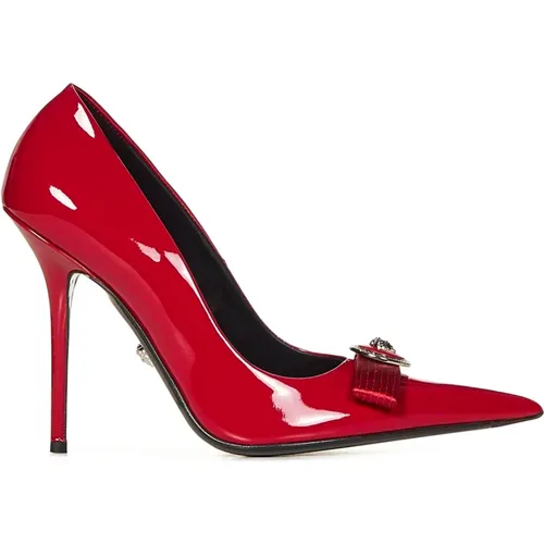 Patent Leather Bow Pumps , female, Sizes: 3 UK - Versace - Modalova