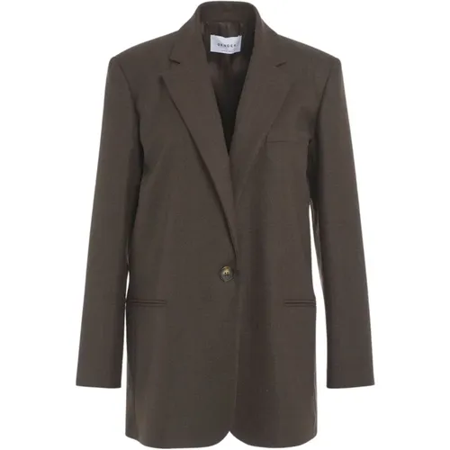 Brauner Einreihiger Blazer Chic Stil , Damen, Größe: XS - Gender - Modalova