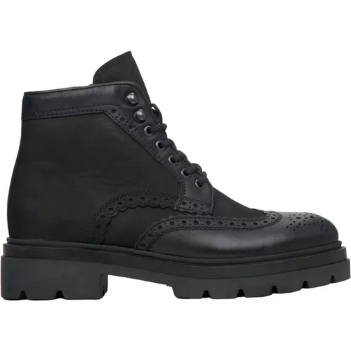 Herren High-Top Knöchelstiefel für den Winter aus schwarzem Nubuk Er00114065 , Herren, Größe: 40 EU - Estro - Modalova