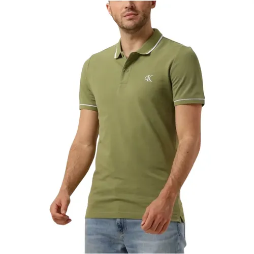 Grünes Tipping Slim Polo Shirt , Herren, Größe: XS - Calvin Klein - Modalova