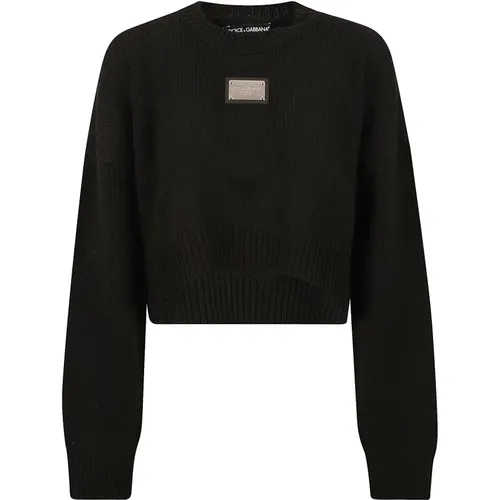 Schwarze Pullover - Pull Girocollo , Damen, Größe: S - Dolce & Gabbana - Modalova