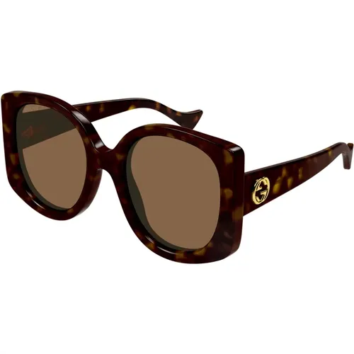 Stylish Sunglasses in Havana/ , female, Sizes: 56 MM - Gucci - Modalova