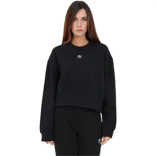 Schwarzer Oversize Pullover mit Besticktem Logo , Damen, Größe: L - adidas Originals - Modalova