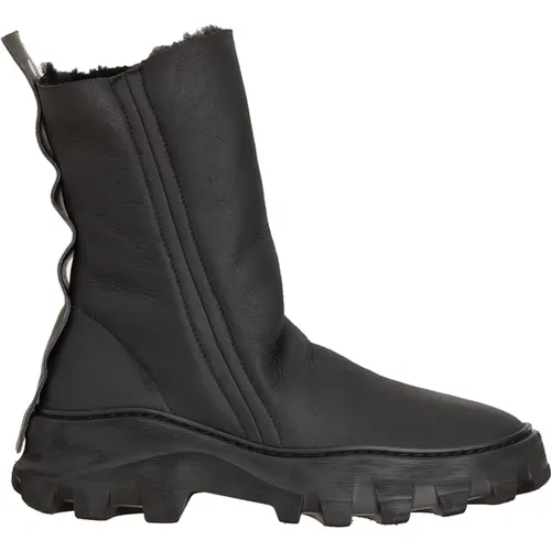 Leder Stiefelette mit Pelz , Damen, Größe: 36 EU - Puro - Modalova