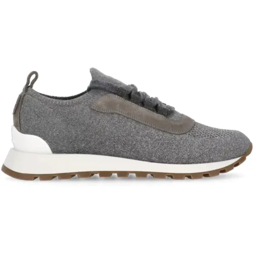 Grey Knitted Sneakers with Diamond Detail , female, Sizes: 7 UK, 4 1/2 UK, 6 UK, 4 UK, 5 UK - BRUNELLO CUCINELLI - Modalova