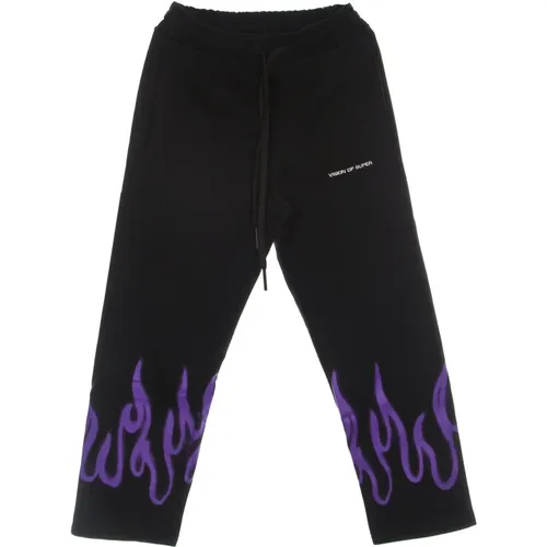 Flames Spray Lightweight Tracksuit Pants , male, Sizes: XL - Vision OF Super - Modalova