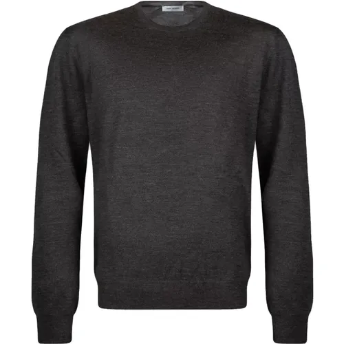 Dunkelgrauer Crew Neck Wolle Seide Pullover , Herren, Größe: M - Gran Sasso - Modalova