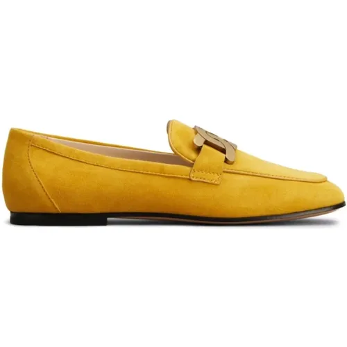 Yellow Suede Metal Sole Shoes , female, Sizes: 5 UK, 3 UK, 5 1/2 UK, 2 UK, 7 UK - TOD'S - Modalova