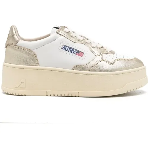 Goldene Metallic-Plattform-Sneakers , Damen, Größe: 39 EU - Autry - Modalova