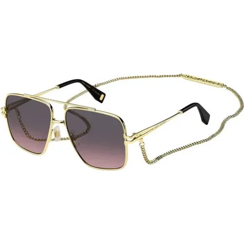 Gold-Schwarze Sonnenbrille mit Braunen Rosa Getönten Gläsern - Marc Jacobs - Modalova