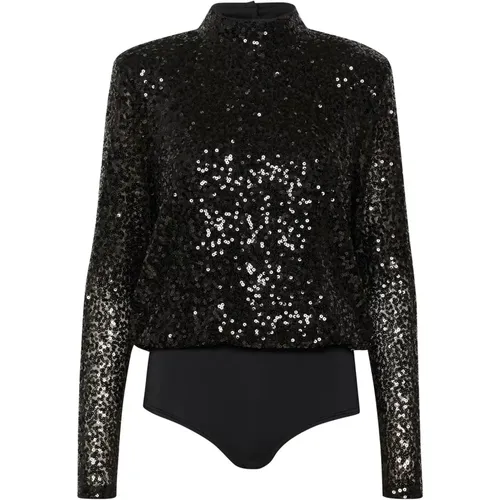 Sequin Bodystocking Blouse Top , female, Sizes: L, XL, 2XL, XS - My Essential Wardrobe - Modalova