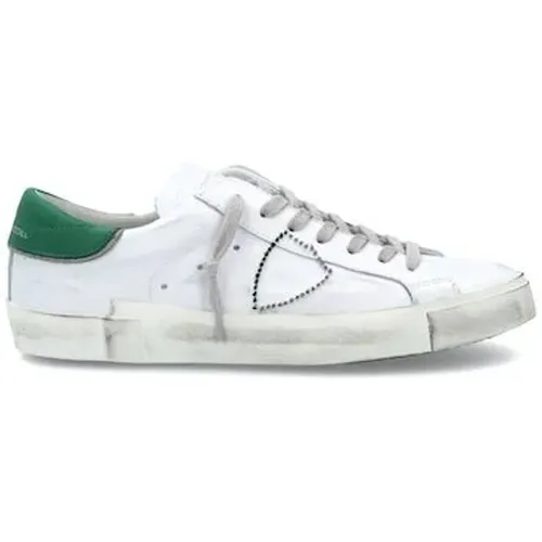 Prsx Blanc Vert Low Top Sneakers , male, Sizes: 8 UK, 11 UK, 6 UK - Philippe Model - Modalova