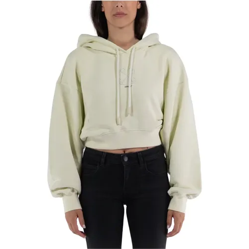 Small Arrow Pearl Crop Sweatshirt , female, Sizes: M, L - Off White - Modalova