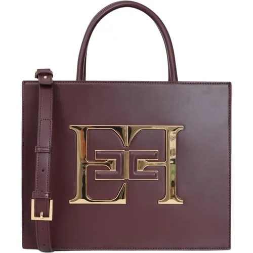 Bordeaux Shopper Tasche mit Reißverschluss , Damen, Größe: ONE Size - Elisabetta Franchi - Modalova