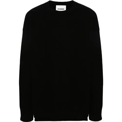 Wool Knit Jumper with Side Slits , male, Sizes: M, L - Jil Sander - Modalova