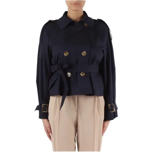 Short cotton trench coat , female, Sizes: M - Marella - Modalova