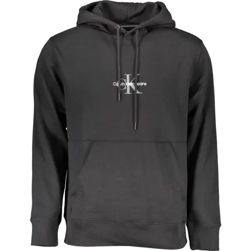 Schwarzer Hoodie mit Stickerei und Logo , Herren, Größe: 2XL - Calvin Klein - Modalova