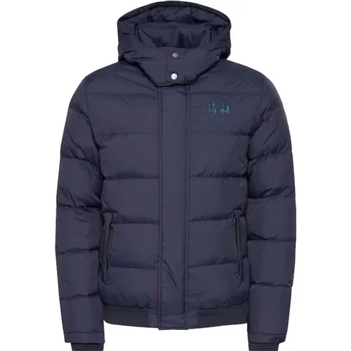 Blaue Jacke mit Reißverschlusstaschen , Herren, Größe: 2XL - LA MARTINA - Modalova