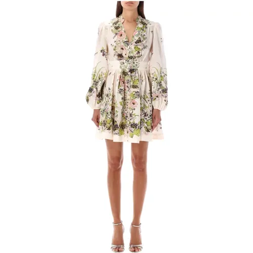 Floral Mini Dress Cream Multi , female, Sizes: M, S, XS - Zimmermann - Modalova