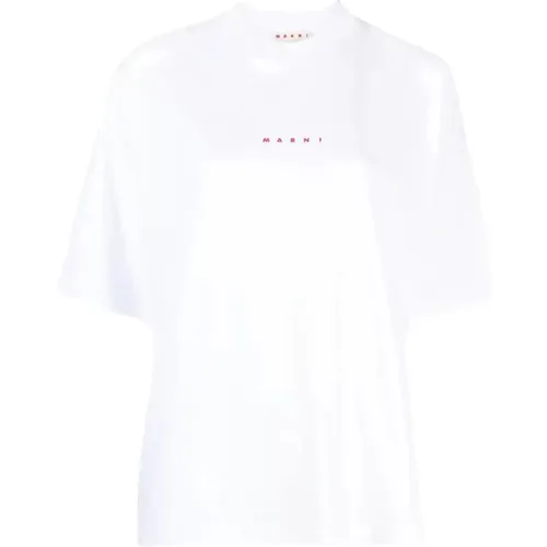 Logo-Print Baumwoll-T-Shirt , Damen, Größe: 2XS - Marni - Modalova