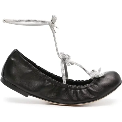 Crystal Bow Flat Shoes , female, Sizes: 5 UK, 3 UK, 4 UK, 6 UK, 5 1/2 UK, 8 UK, 4 1/2 UK - René Caovilla - Modalova