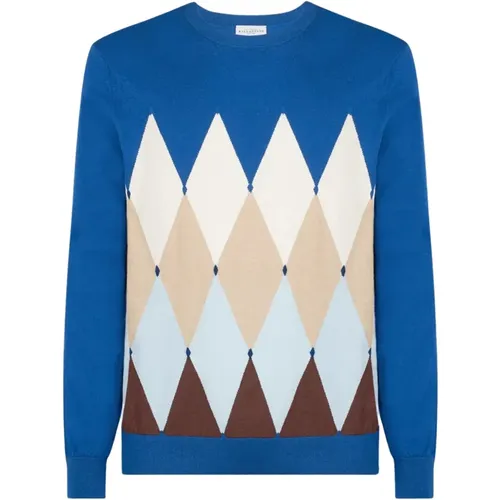 Diamond R Neck Cotton Cashmere Sweater , male, Sizes: L, 2XL, XL - Ballantyne - Modalova