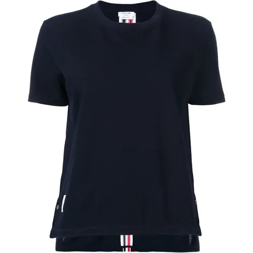 T-shirt with Striped Trim , female, Sizes: XS - Thom Browne - Modalova