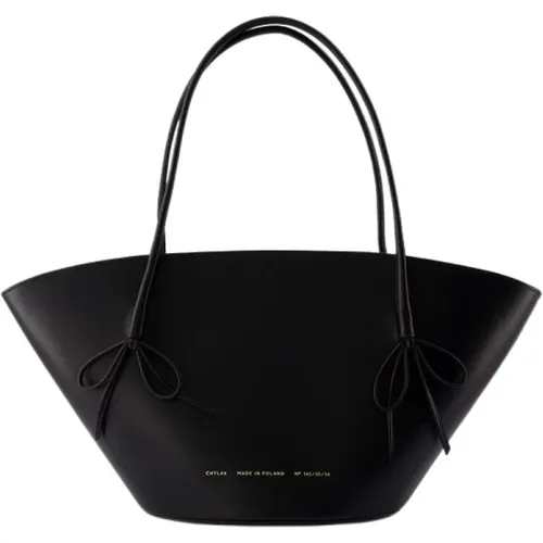 Leather Shopper Bag with Bows , female, Sizes: ONE SIZE - Chylak - Modalova