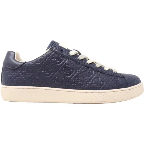 Blaue Logo-geprägte Sneakers , Herren, Größe: 43 EU - Guess - Modalova