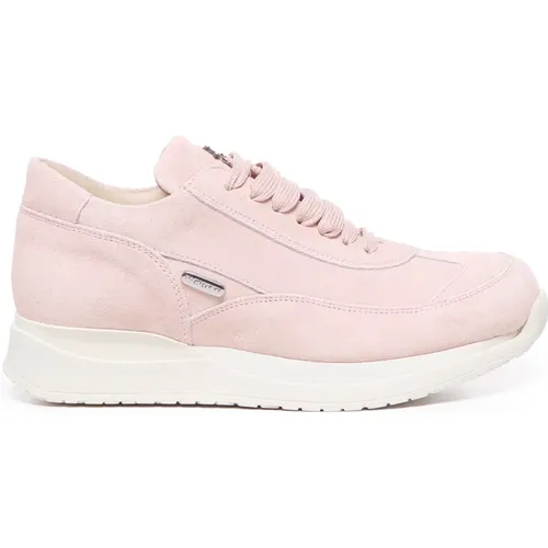 Rosa Wildleder Stahl Logo Sneakers , Damen, Größe: 38 EU - Paciotti - Modalova