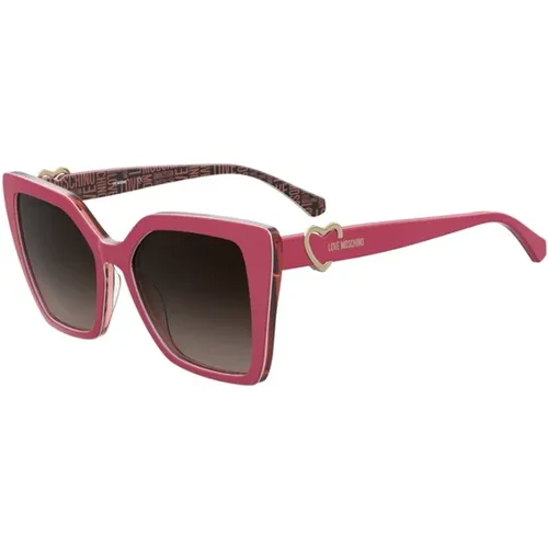 Fuchsia Brown Shaded Sunglasses Mol067/S Mu1(Ha) , female, Sizes: 54 MM - Love Moschino - Modalova